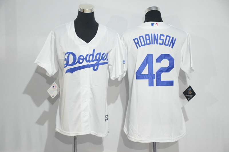 Womens 2017 MLB Los Angeles Dodgers #42 Robinson White Jerseys->women mlb jersey->Women Jersey